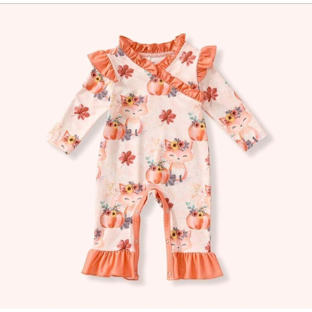 0-3 Mos Pete And Lucy Foxy‎ Patch Girls Romper NWT